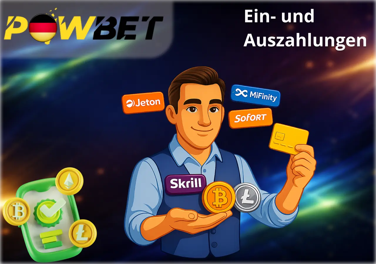 Ein- und Auszahlungsmethoden bei Powbet mit E-Wallets und Kryptowährungen