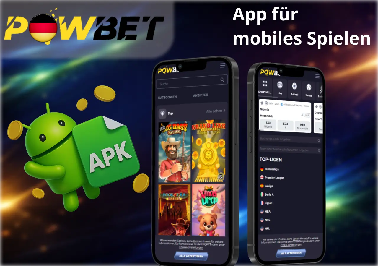 Mobile Powbet App für Android mit Spielen und Sportwetten unterwegs